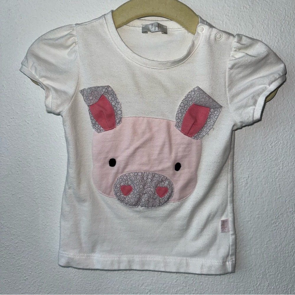 Cute Pig Tshirt Short Sleeve Shirt Size 6m 6 month from Il Gufo